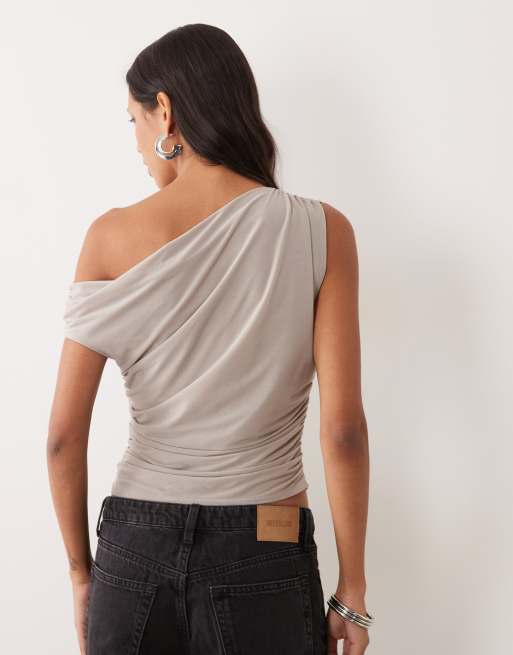 Mango top asimmetrico beige, 4 di 4