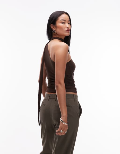 Mango - Top asymétrique avec détail ras de cou - Marron, 3 de 4