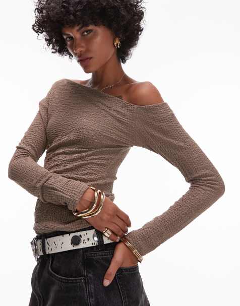 Mango - Top asymétrique texturé - Beige - view 1