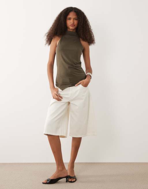 Mango – Top bez rękawów z golfem i asymetrycznym dołem w kolorze khaki, 2 z 4