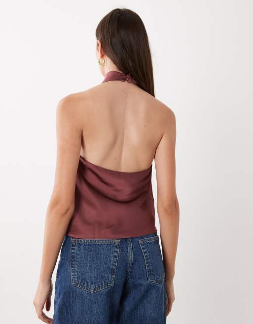 Mango top bez rękawów z golfem w kolorze śliwkowym, 4 z 4