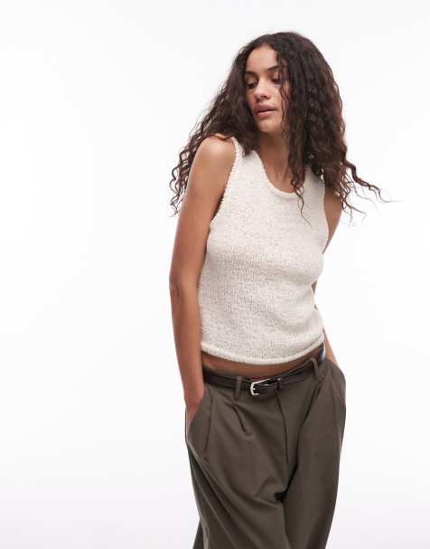 Mango crochet knitted vest in ecru