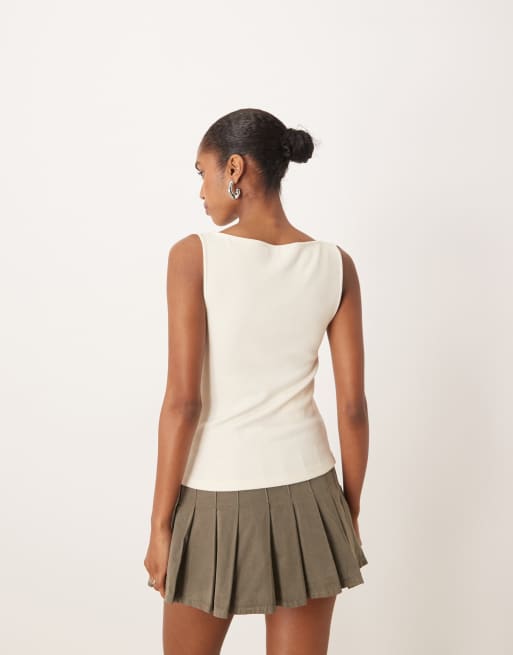 Mango - Top bianco senza maniche con paillettes, 4 di 4