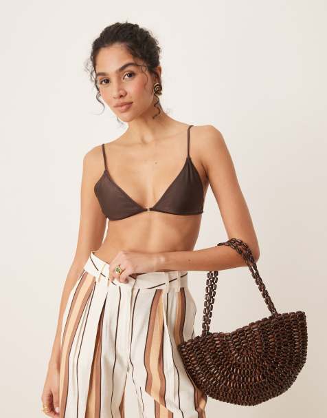 Mango - Top bikini a triangolo color bronzo allacciato sul retro - view 1