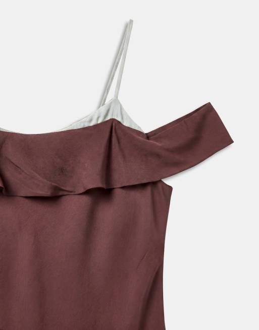 Mango top coordinato a doppio strato marrone e blu, 8 di 8