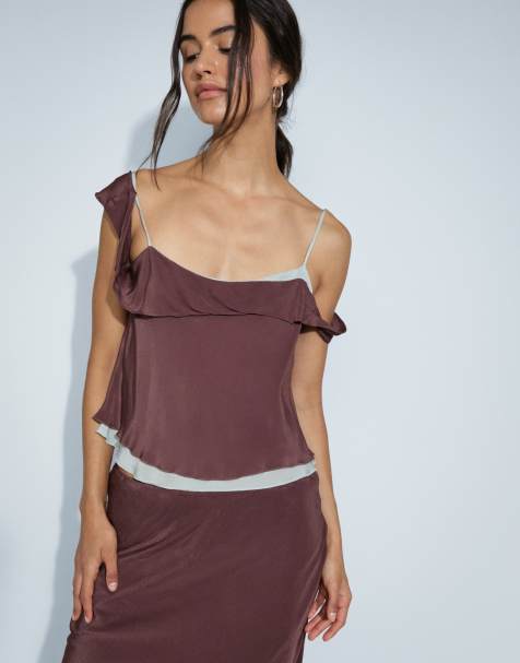 Mango top coordonné double épaisseur marron et bleu - view 1