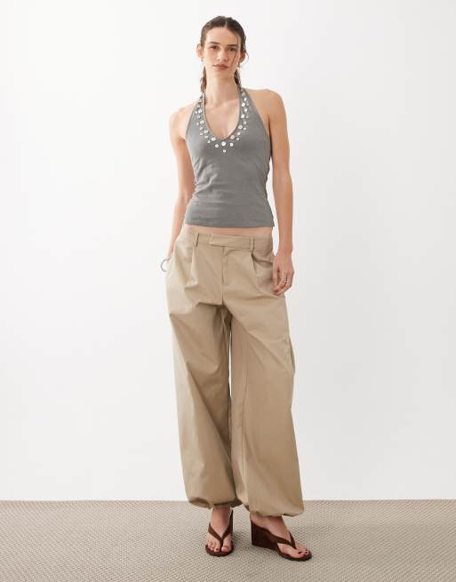 Mango - Top dos nu en coton mélangé avec boutons façon coquillage - Gris, 2 de 4