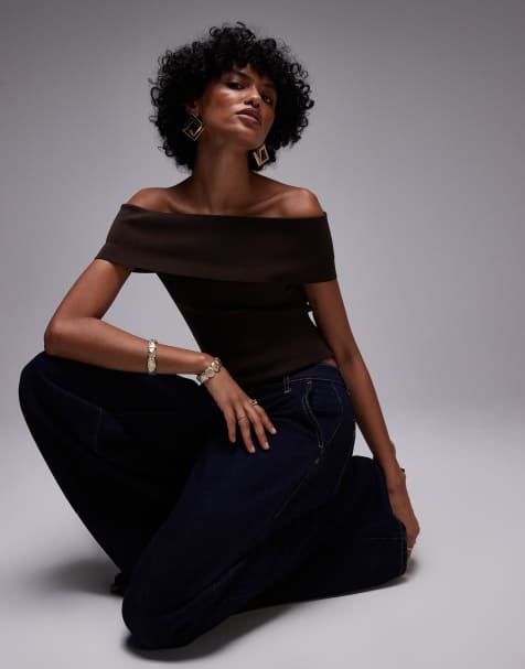 Mango - Top in maglia compatta nero con scollo alla Bardot - view 1