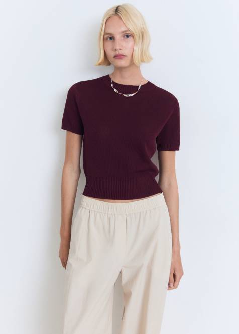 Mango - Top in maglia rosso scuro a maniche corte - view 1