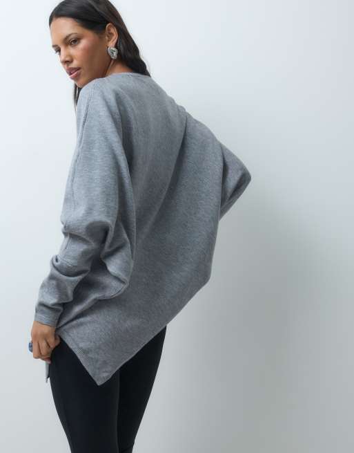 Mango top lavorato a maglia con fondo asimmetrico grigio, 4 di 4