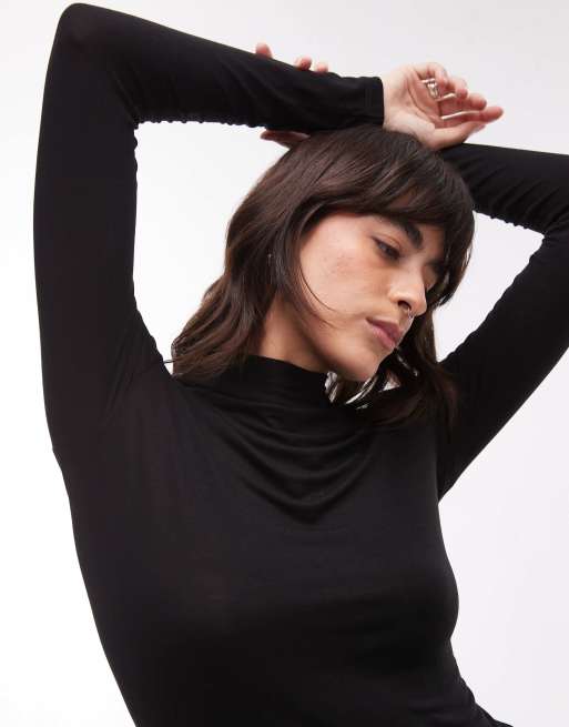 Mango - Top manches longues seconde peau - Noir