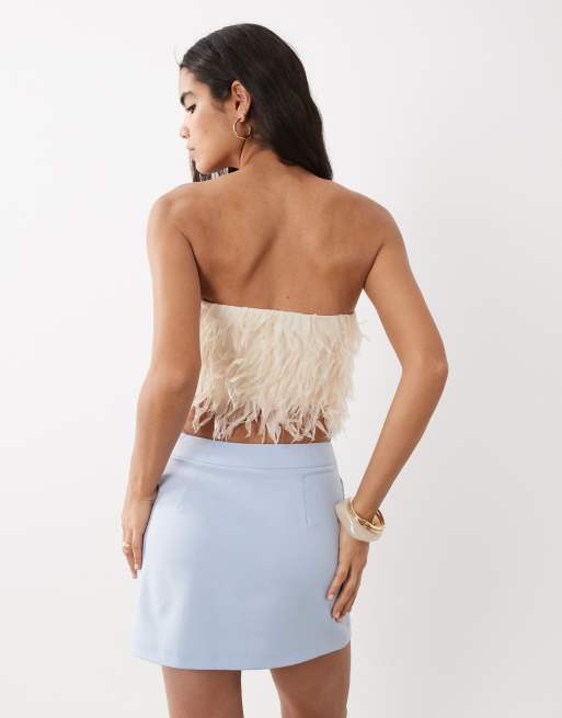 Mango - Top met blote schouders en textuur in crème, 4 van 4