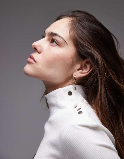 Mango - Top met knoopdetail en lange mouwen in wit, 2 van 4