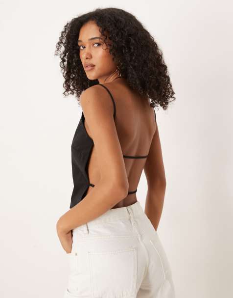 Mango - Top met open achterkant met bandjes in zwart - view 1