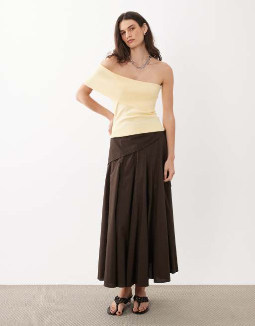 Mango - Top monospalla giallo latticello, 2 di 4