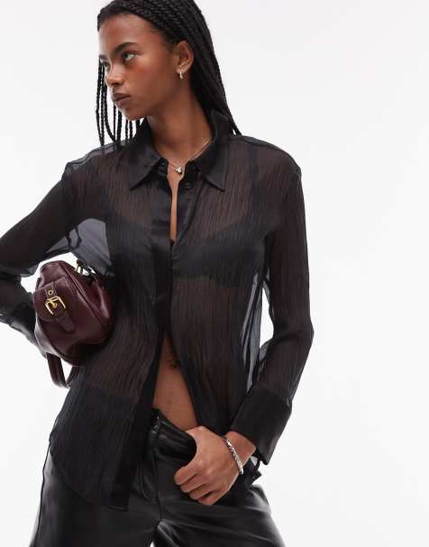 Mango - Top plissé léger - Noir - view 1