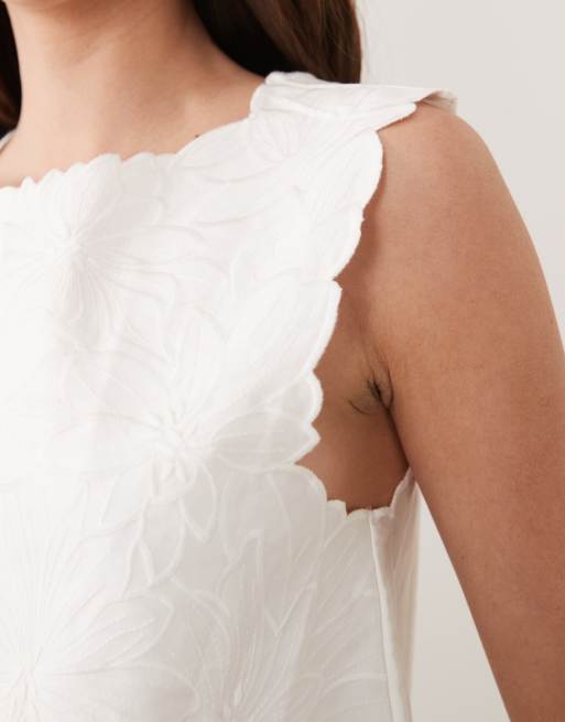 Mango - Top sans manches à encolure bateau et fleurs brodées - Blanc, 4 de 4