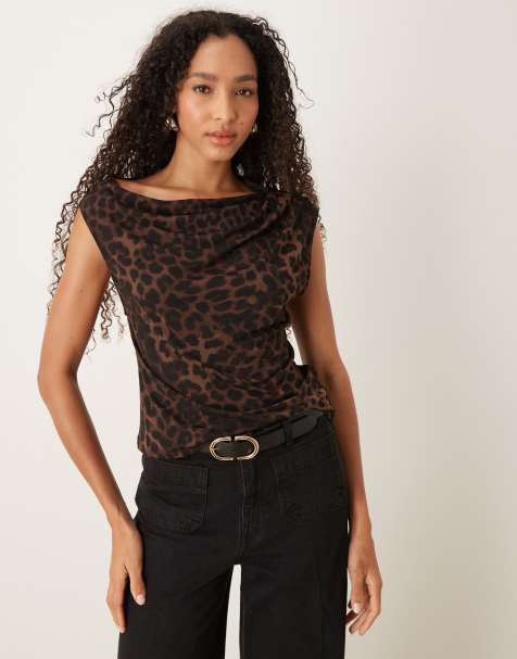Mango - Top sans manches asymétrique - Imprimé léopard - view 1