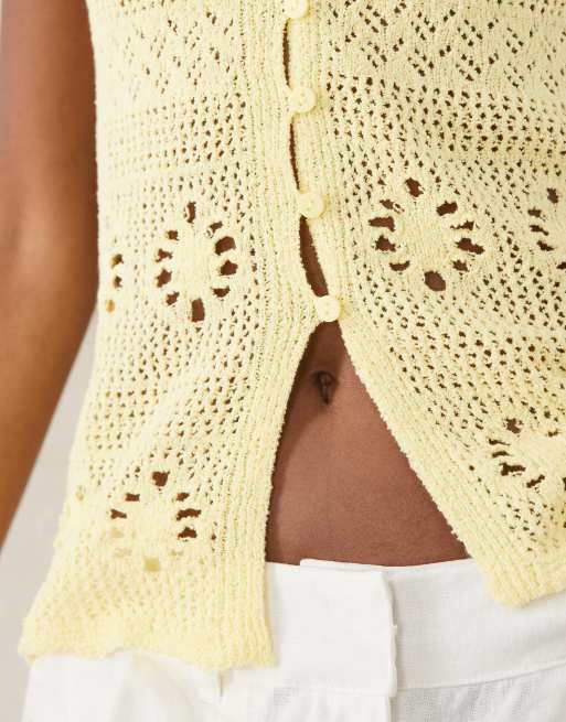 Mango - Top sans manches en maille - Jaune, 3 de 4
