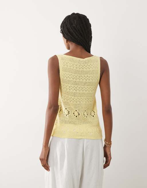 Mango - Top sans manches en maille - Jaune, 4 de 4