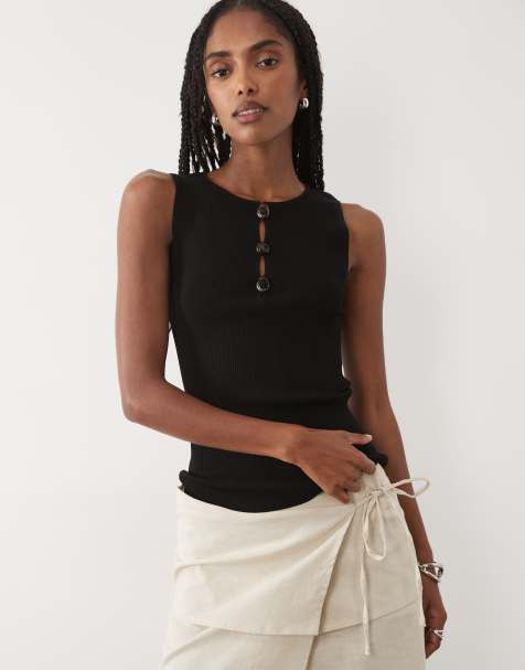 Mango - Top sans manches orné de perles - Noir - view 1