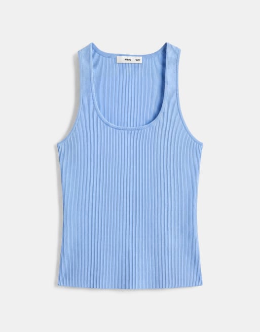 Mango top senza maniche con scollo a barchetta blu, 5 di 8