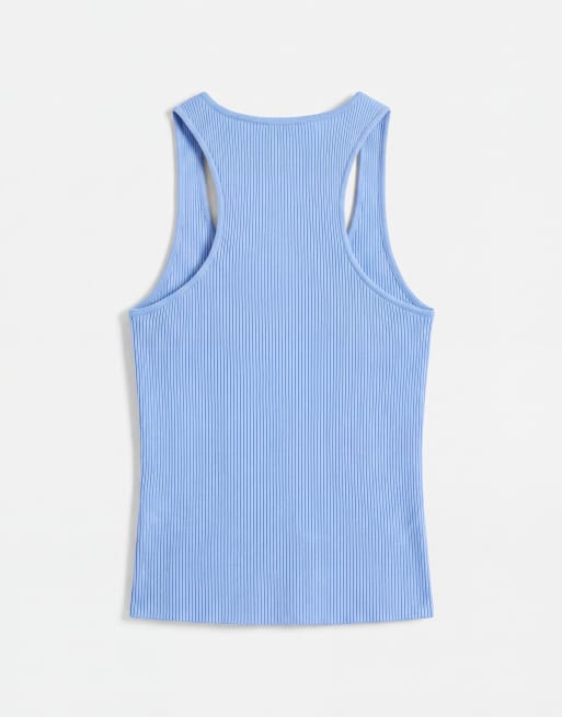 Mango top senza maniche con scollo a barchetta blu, 6 di 8