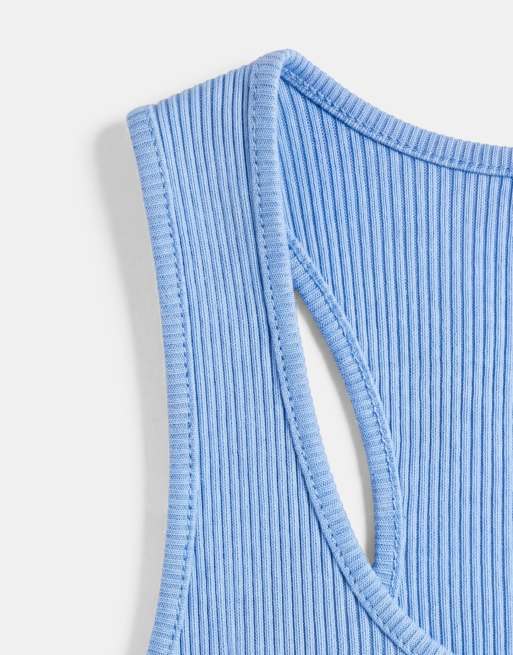 Mango top senza maniche con scollo a barchetta blu, 7 di 8
