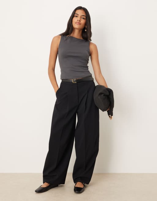 Mango - Top senza maniche con scollo a barchetta in misto cotone color antracite, 2 di 4