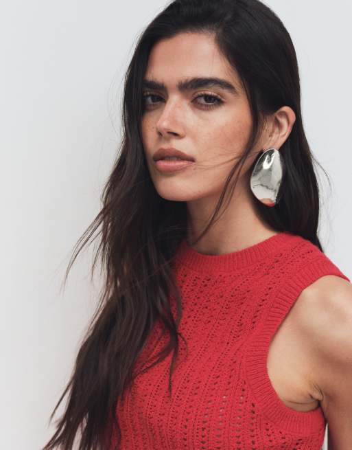 Mango - Top senza maniche in maglia rosso, 2 di 8