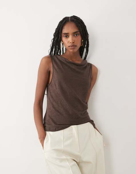 Mango - Top senza maniche marrone con scollo ad anello - view 1