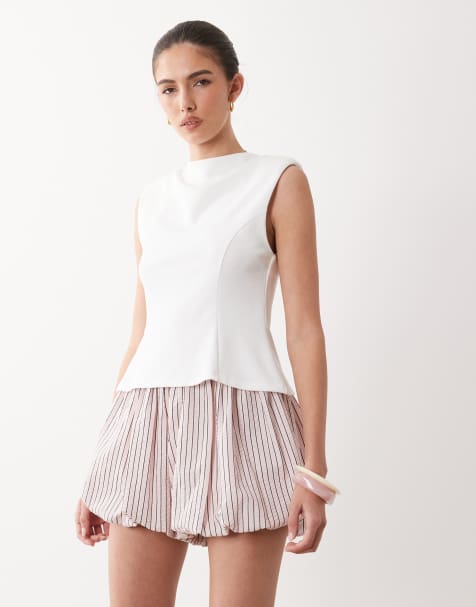 Mango - Top senza maniche nero con orlo a peplo - view 1