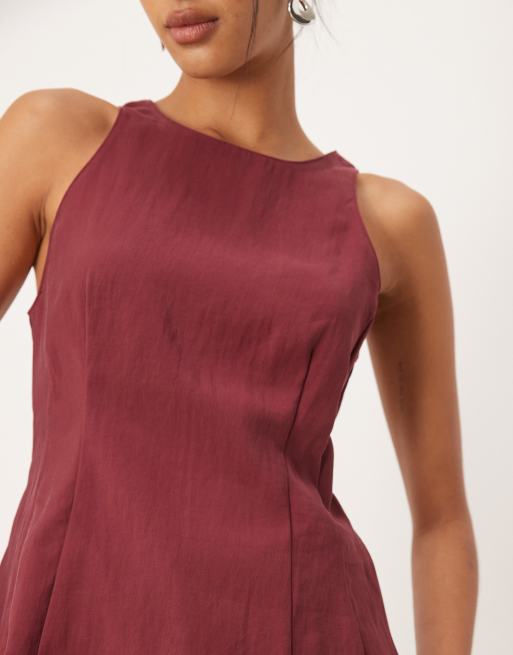 Mango - Top senza maniche stretto in vita bordeaux, 4 di 4