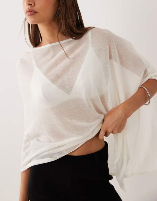 Mango - Top style cape - Blanc, 2 de 4