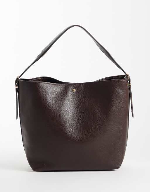 Mango torba typu bucket w kolorze czekoladowym