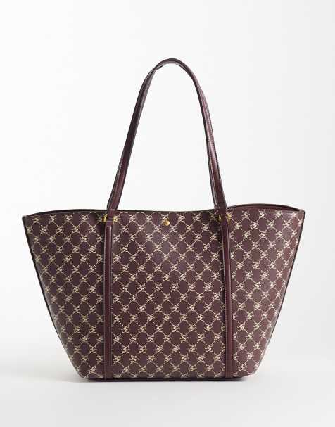 Mango torba typu tote z monogramem w kolorze czekoladowym - view 1