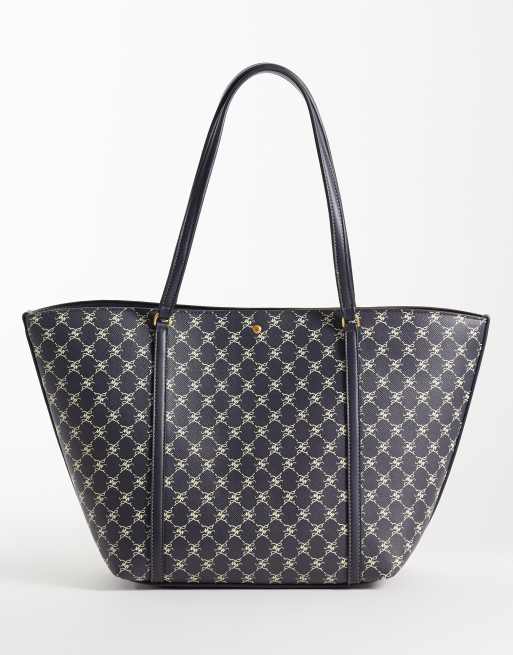 Mango torba typu tote z monogramem w kolorze granatowym