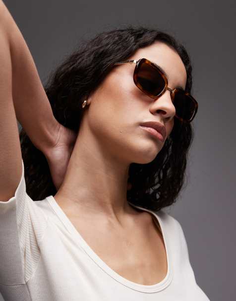 Mango tortoise shell with metal frame sunglasses in brown - view 1