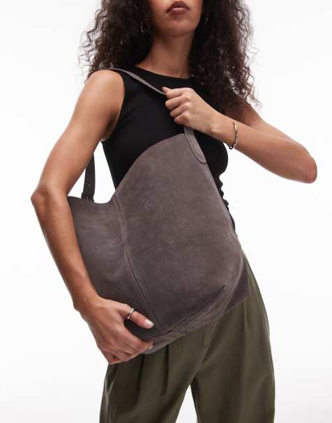 Mango - Tote bag en daim à bandoulière réglable - Marron - view 1