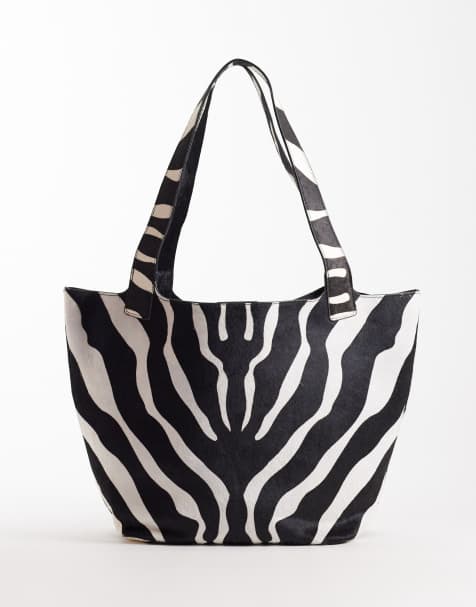 Mango - Tote bag oversize en cuir façon poulain à zébrures - view 1