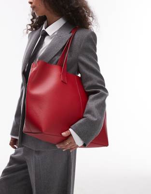 Mango - Tote in Rot mit Leder-Optik