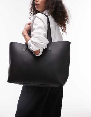 Mango - Tote in Schwarz mit Leder-Optik