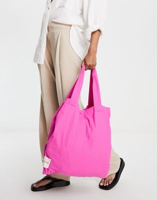 Mango tote shopper bag in bright pink