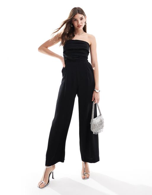 Mango Tragerloser Jumpsuit in Schwarz ASOS