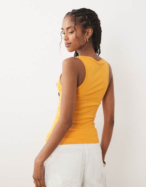 Mango – Trägertop in Orange mit Ringerrücken und hohem Baumwollanteil, 4 von 4