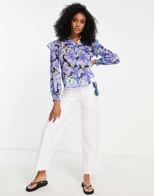 Mango – Transparente Bluse mit markantem Blumenmuster und Knopfleiste, 4 von 4