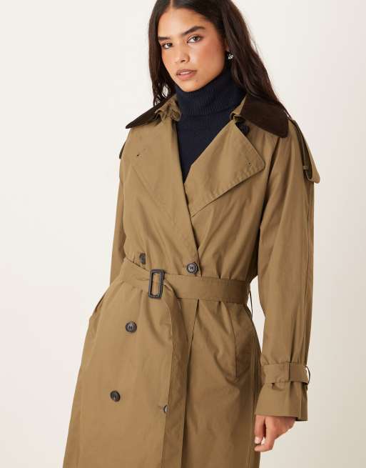 Mango - Trench-coat à col contrasté en pur coton - Fauve, 4 de 4