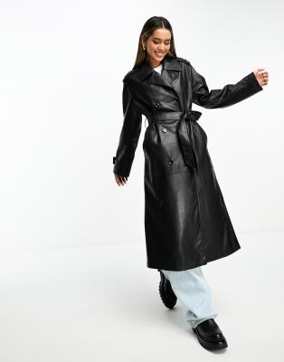 Mango leather trench coat best sale