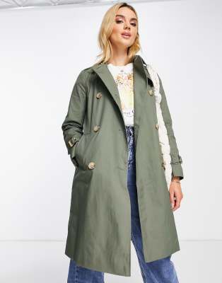 Mango trench coat in dark green | ASOS