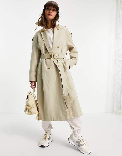 Mango trench coat in stone | ASOS